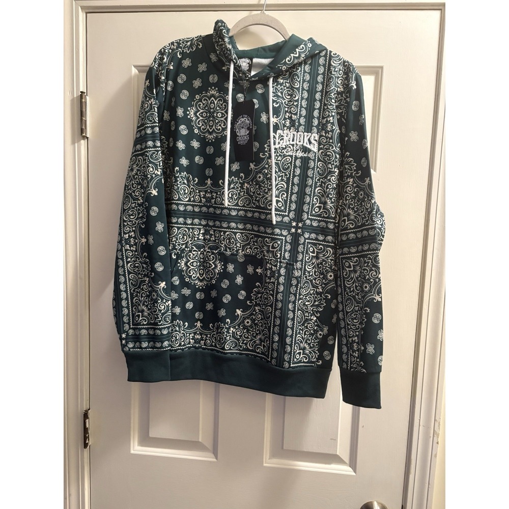 Crooks & Castles Hoodie Green/White Lightweight Men's Size Large New with Tags